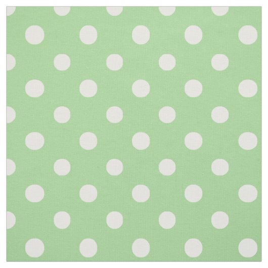 Spring Sunshine White auf Green Polka Dots Fabric Stoff (Muster)