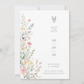 Spring Sweet Wildflowers Branches Wedding Gray Save The Date (Vorderseite)