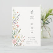Spring Sweet Wildflowers Branches Wedding Pink Save The Date (Stehend Vorderseite)