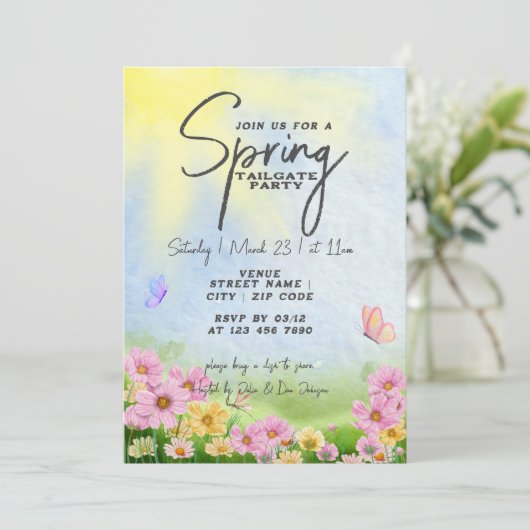 Spring Tailgate Friendsgiving Grill & Chill Party Einladung (Stehend Vorderseite)