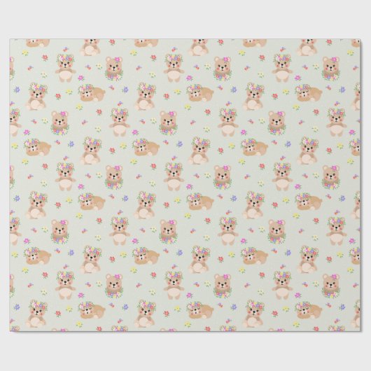 Spring teddy bear geschenkpapier (Flach)