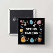 Spring Time Fun Easter | Pascua Primavera Button (Vorne & Hinten)