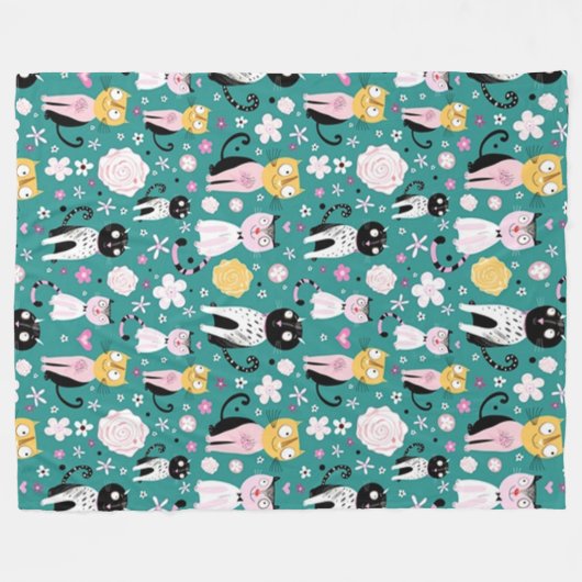 Spring Time Kitty Fleecedecke (Vorderseite (Horizontal))