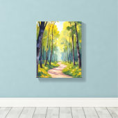 Spring Trail | Green Forest Watercolor Nature Leinwanddruck (Insitu (Holzboden))