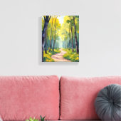 Spring Trail | Green Forest Watercolor Nature Leinwanddruck (Insitu (Wohnzimmer))