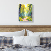 Spring Trail | Green Forest Watercolor Nature Leinwanddruck (Insitu (Schlafzimmer))