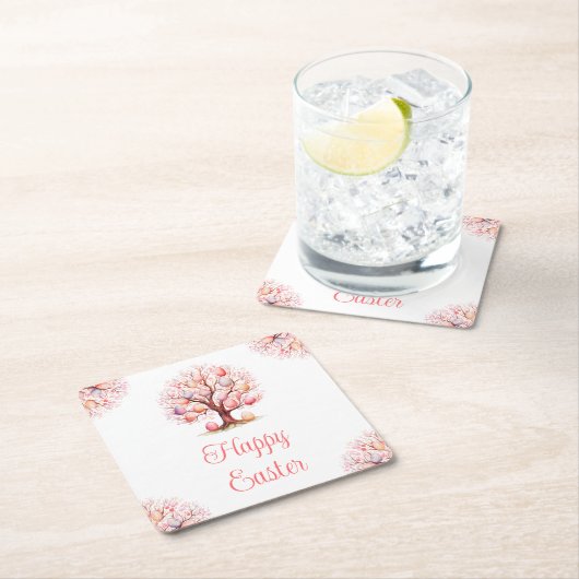 Spring Tree Easter Egg Hunt Rechteckiger Pappuntersetzer (Vor Ort)