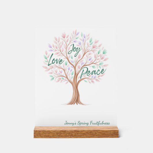 Spring Tree with Scripture – Personalized Easter Acrylschild (Vorderseite)