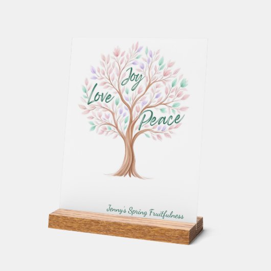 Spring Tree with Scripture – Personalized Easter Acrylschild (Winkel)
