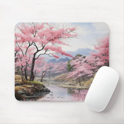 Spring Trees River Landscape Mousepad (Mit Mouse)