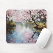 Spring Trees River Mousepad (Mit Mouse)