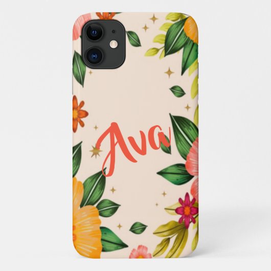 Spring Tropical Floral Individuelle Name Case-Mate iPhone Hülle (Rückseite)