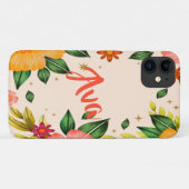 Spring Tropical Floral Individuelle Name Case-Mate iPhone Hülle (Rückseite (Horizontal))