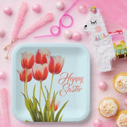 Spring tuliert Big Floral Design Pappteller (Party)