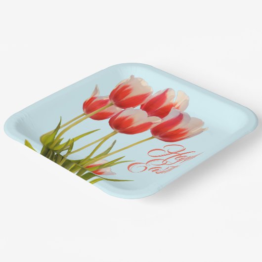 Spring tuliert Big Floral Design Pappteller (Gewinkelt)