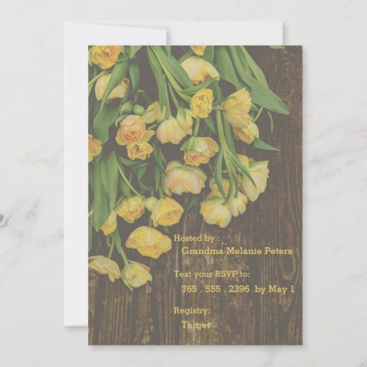 Spring Tulip Baby Dusche Einladung (Rückseite)