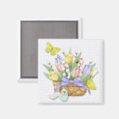Spring Tulip Basket Magnet (Vorderseite/Rückseite)