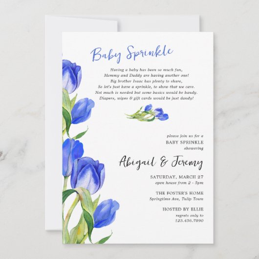Spring Tulip Blume 2. Kindersprinkle Einladung (Vorderseite)