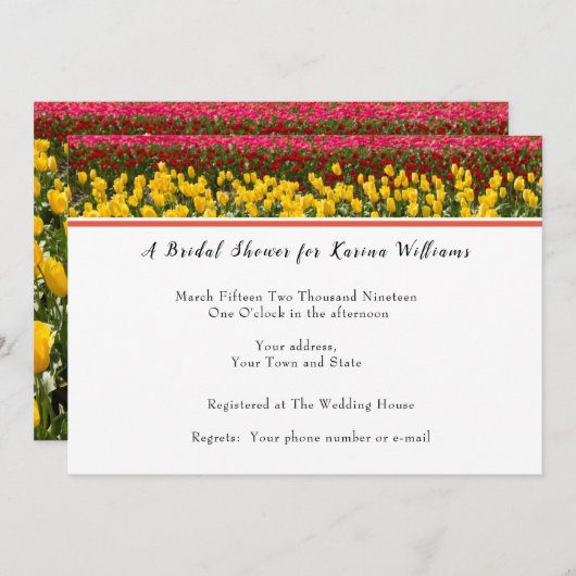 Spring Tulip Bridal Dusche Einladung (Vorne/Hinten)