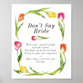 Spring Tulip Don't Say Bride Bridal Shower Game Poster (Vorne)