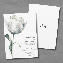 Spring Tulip Elegante Moderne Hochzeit der Weißen Einladung