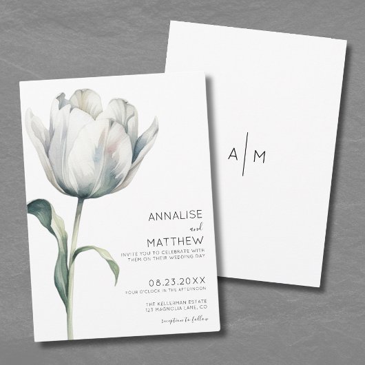 Spring Tulip Elegante Moderne Hochzeit der Weißen Einladung