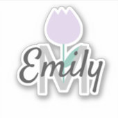 Spring Tulip Mit Monogramm Individuelle Name Aufkleber (Vorderseite)