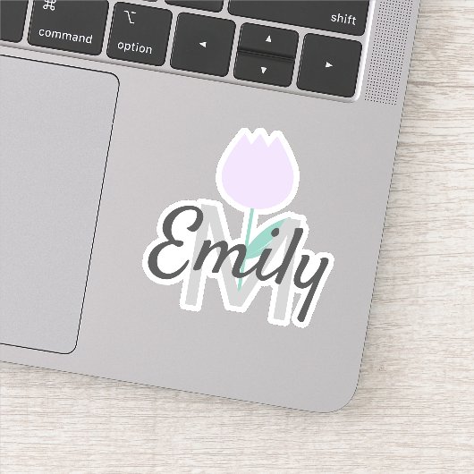 Spring Tulip Mit Monogramm Individuelle Name Aufkleber (Detail)