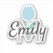 Spring Tulip Mit Monogramm Individuelle Name Aufkleber (Vorderseite)