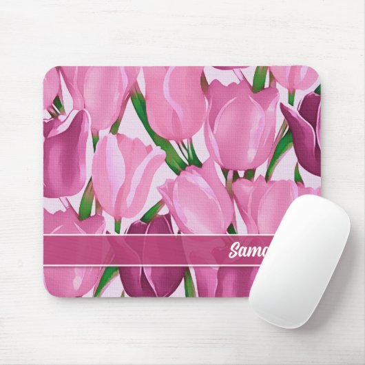 Spring Tulip Painting Individuelle Name Gift Mousepad (Mit Mouse)