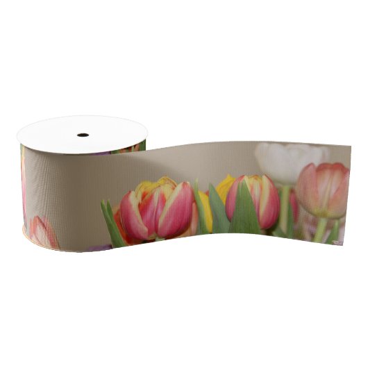 Spring Tulip Ribbon Ripsband (Spule)