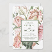 Spring Tulip Watercolor Bouquet Einladung (Vorderseite)