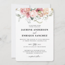 Spring Tulip Watercolor Bouquet Hochzeit Einladung