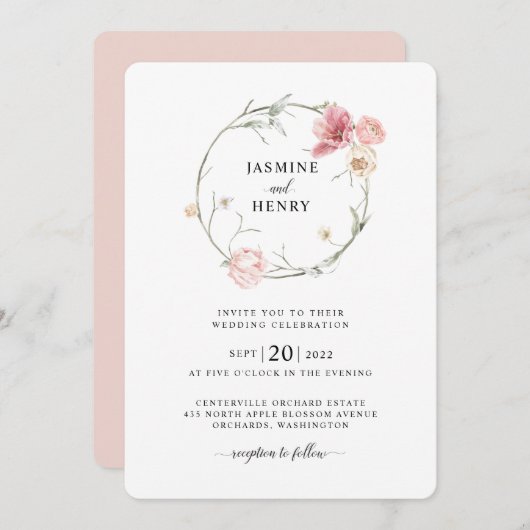 Spring Tulip Watercolor Bouquet Hochzeit Einladung (Vorne/Hinten)