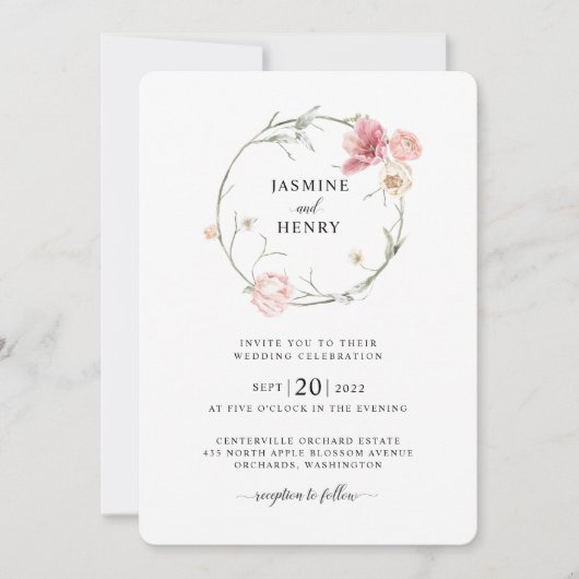 Spring Tulip Watercolor Bouquet Hochzeit Einladung (Vorderseite)