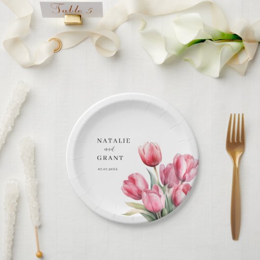 Spring Tulip Wedding Pappteller (Hochzeit)