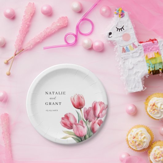 Spring Tulip Wedding Pappteller (Party)