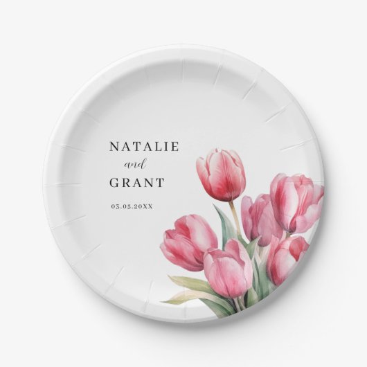 Spring Tulip Wedding Pappteller (Vorderseite)