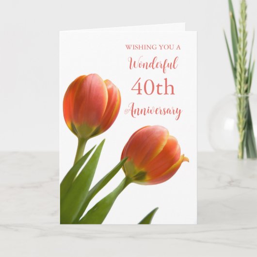 Spring Tulips 40th Wedding Anniversary Card Karte (Vorderseite)