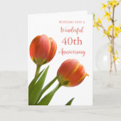 Spring Tulips 40th Wedding Anniversary Card Karte (Gelbe Blume)