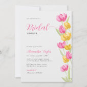 Spring Tulips Boho Chic Pink Yellow Brautparty Einladung (Vorderseite)