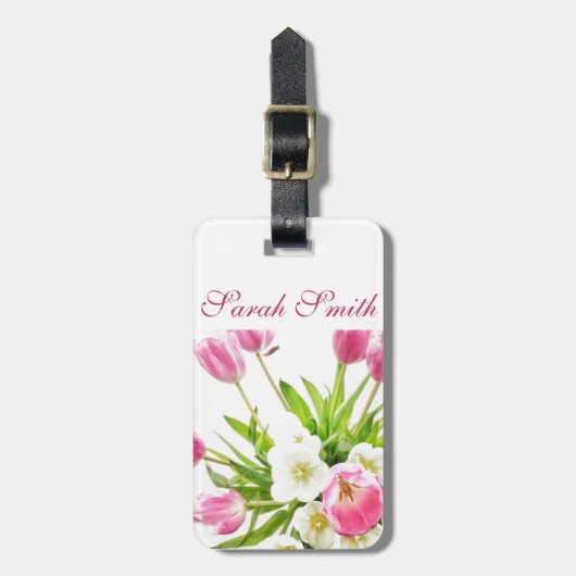 Spring Tulips Bouquet individuell anpassbar Gepäckanhänger (Vorderseite vertikal)