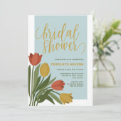 Spring Tulips Bridal Dusche Einladung (Stehend Vorderseite)