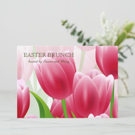 Spring Tulips Custom Oaster Brunch Einladung (Stehend Vorderseite)