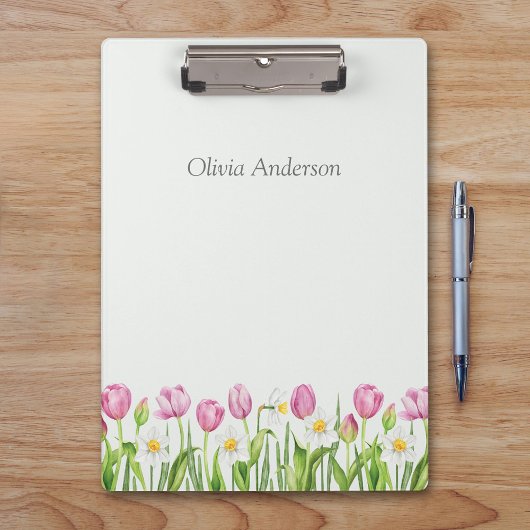 Spring Tulips & Daffodils Floral Clipboard Klemmbrett