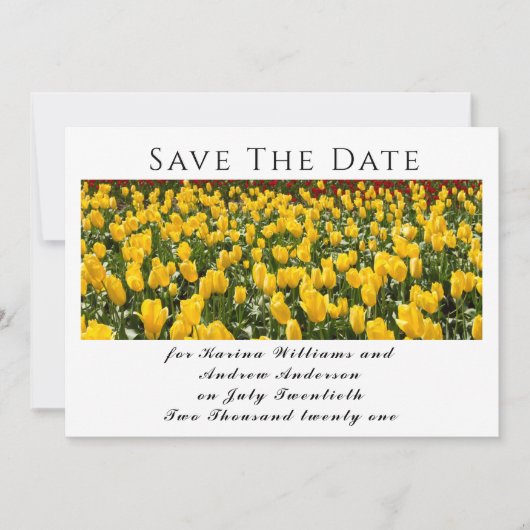 Spring Tulips Flat Save The Date Card (Vorderseite)