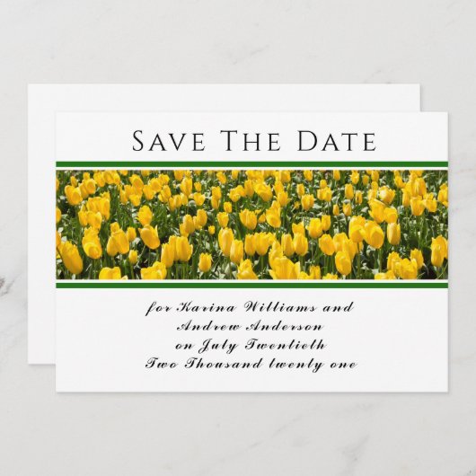 Spring Tulips Flat Save the Date Card (Vorne/Hinten)