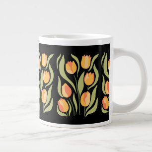 Spring Tulips Muster auf Black Riant Coffee Tasse