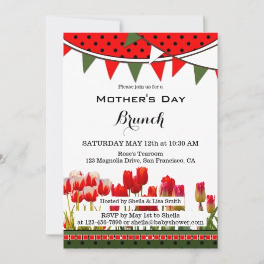 Spring Tulips Mütter Tag Brunch Einladung (Vorderseite)