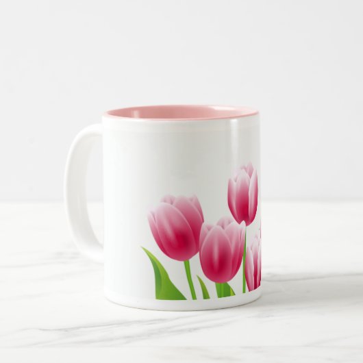 Spring Tulips Ostergeschenk Zweifarbige Tasse (Vorderseite Links)
